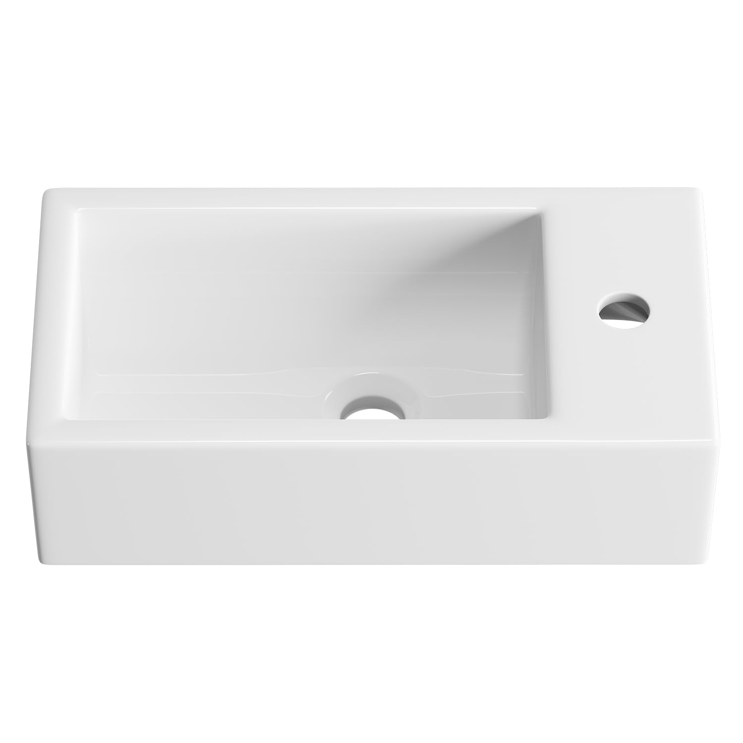 Fregadero rectangular de porcelana blanca de 18 x 10 pulgadas, montaje en pared, moderno, fregadero de baño pequeño, 17.7 pulgadas de ancho x 9.6 pulgadas de profundidad 8