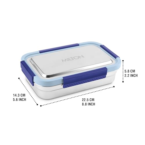 Image of MILTON Modern Meal Sr. Stainless Steel Tiffin, Set of 2 (950 ml,150 ml), Blue | Food Grade | BPA Free | Refrigerator Safe | Odour Free I Durable and Stylish Lunch Box for Home, Office & Travel