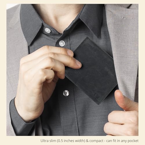 Image of Oak Leathers Leather Wallet for Men - RFID Bifold Wallets with 9 Credit Cards 1 ID Window Slim Minimalist Front Pocket Gift For Men