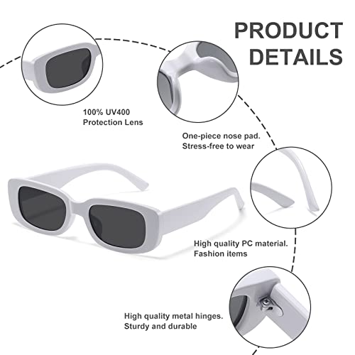 Image of JASPIN Rectangle Sunglasses for Women Men Trendy Y2k Retro 90s Sun Glasses UV Protection Cool Square Frame