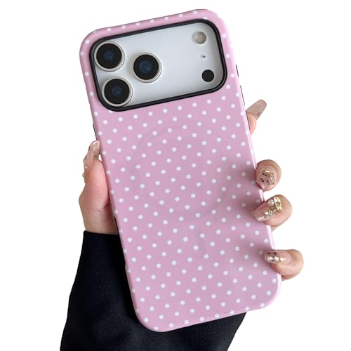 Coque iPhone 17 Pro Max Magnétique Idée Cadeau Mignon Rose Motif Pois Fille