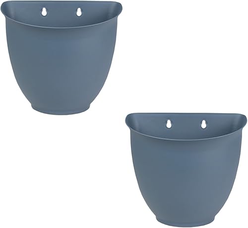 Vista 11 de The HC Companies Maceta de pared de jardín de 8 pulgadas, maceta colgante de plástico para flores de interior y exterior, hierbas, color blanco