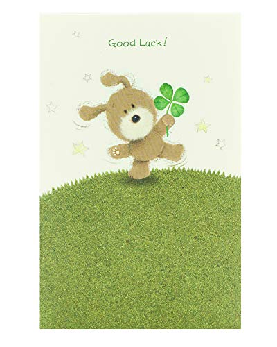 UK Greetings | Good Luck Card | Cute Green Design | With Envelope