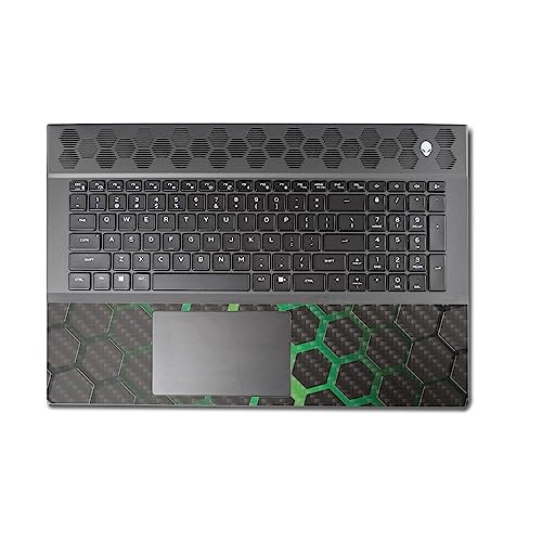 Image of MightySkins Carbon Fiber Skin Compatible with Alienware M18 R1 (2023) Full Wrap Kit - Green Hex | Protective, Durable Textured Carbon Fiber Finish | Easy to Apply & Change Styles | Made in The USA