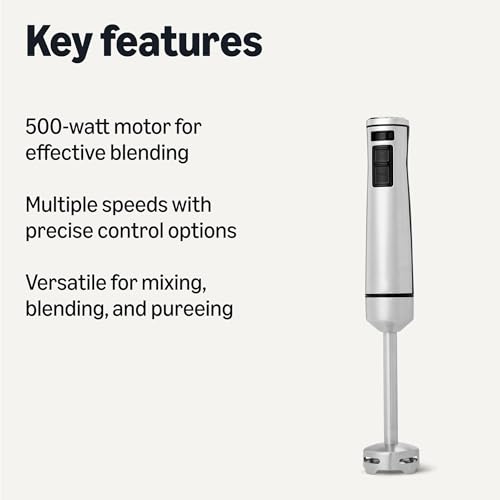 Amazon Basics 500 Watt Multi-Speed Immersion Hand Blender, Corded, Silver #1