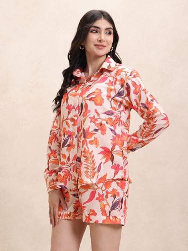 Image of Leriya Fashion Western Summer Co ord Set for Women Stylish | Western Pajama Set & Night Suit Travel Outfit | Casual Boho & Night Dress | Printed Pyjama Set for Goa Vacations Beach Outfits