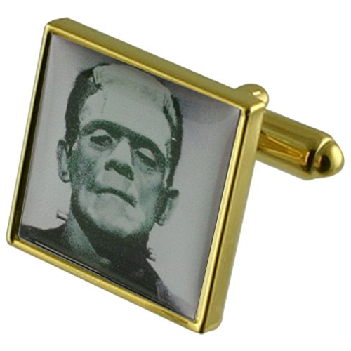 Gemelos de Frankenstein de oro elegantes para camisas de vestir en eventos de gala