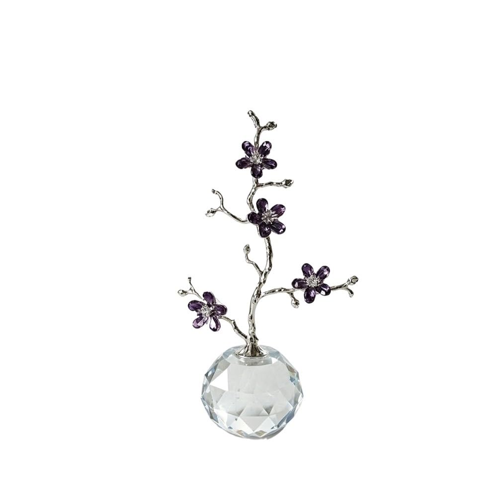 Huffa Purple Crystal Plum Blossom Ornament Home Desktop Decoration Craft Gift