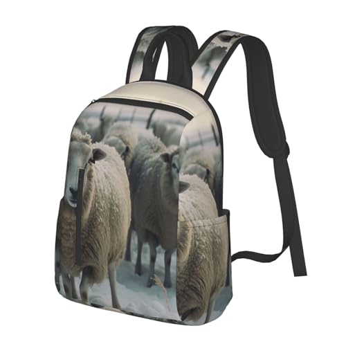 Casual Backpack for Women Men Sheep Are in the Snow Lightweight Daypack Large Capacity Nurse Bag2