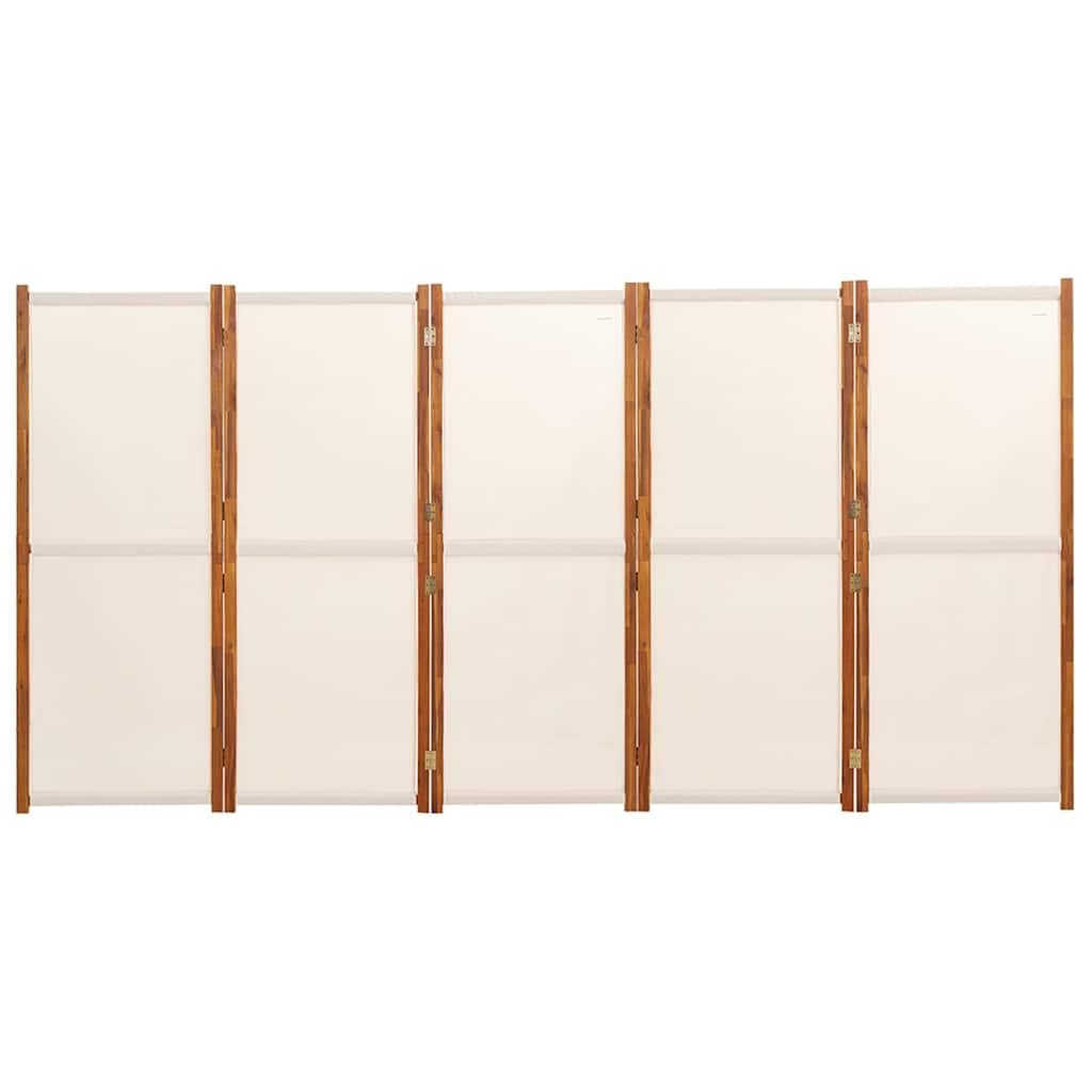 Divisorio da 5 pezzi, in legno di acacia massiccio, 350 x 180 cm, pieghevole, resistente alle intemperie, protezione dagli sguardi indiscreti e divisorio per soggiorno, camera da letto