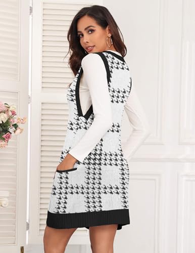 Image of Zeagoo Womens Sweater Vest Dress Pattern Knitted Pullovers Sweaters V Neck Tank Sweater Dress with Pockets