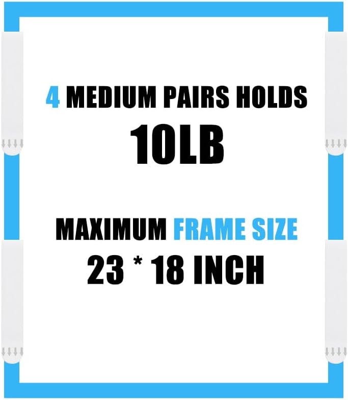 Feelia Heavy Duty Command Strips Picture Hanging Hardware Home Decor,Medium 20-Pairs(40 Strips) Poster Tape