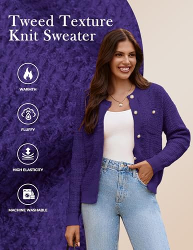 Image of GRACE KARIN Women's Fall Cardigan Sweaters Button Knit Jackets | Open Front,Long Sleeve,Crewneck,with Pockets,Cropped,Work,Business,Causal,Lightweight,Fashion,Dressy,Trendy,Outfits,Clothes