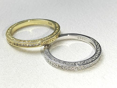 Image of Vintage Celtic Knot Women's Engagement Ring Sets 925 Sterling Silver /14K Gold Plated Stackable Wedding Bands Rings AAAAA Cubic Zirconia Women Bridal Sets Wedding Ring Band Width 1.8mm Size 5-9