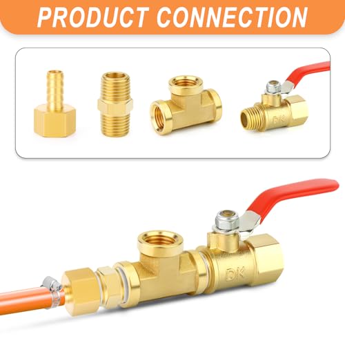Image of GASHER 2PCS Brass Tee Pipe Fittings, 1 /4 inch NPT Female x 1 /4 inch NPT Female x 1 /4 inch NPT Male Pipe Fittings, Male Run Tee