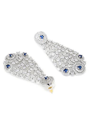 Image of Karatcart American Diamond Studed Blue Choker Necklace Set