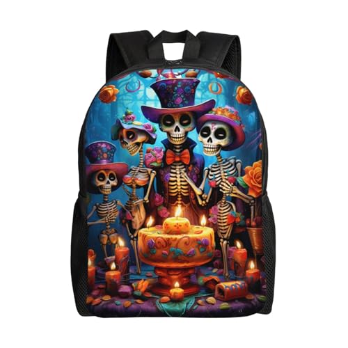 Day of The Dead Rose Sugar Skull Backpack Simple Leisure Travel Backpack Outgoing Daypack 16 inch