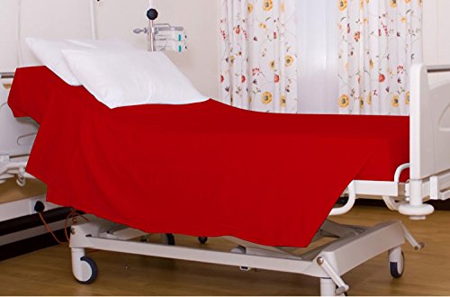 Fitted Hospital Bed Sheet, Twin Extra-Long 36\"X80\"X10\" Soft and Comfy 100% Cotton Twin XL by Crescent Bedding (Twin XL, Red)