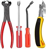 Alimtee 4Pcs Upholstery Staple Remover Tools Set Including End Cutting Pliers Staple Puller Tack Lifter Carpet Remover Fastener Remover for Furniture Floor Wall Car Photo Frame