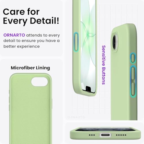 Image of DIZORO Compatible with iPhone 17e / iPhone 16e Case 6.1 inch Liquid Silicone 3 Layers Full Covered Soft Gel Rubber Phone Case,Shockproof Protective Cover with Anti-Scratch Microfiber Lining-Matcha Green