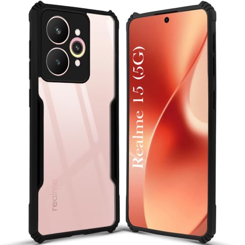 Image of Jkobi Hybrid Back Cover Case for Realme 15 (Shockproof with Polycarbonate Clear Panel | Professional Black)