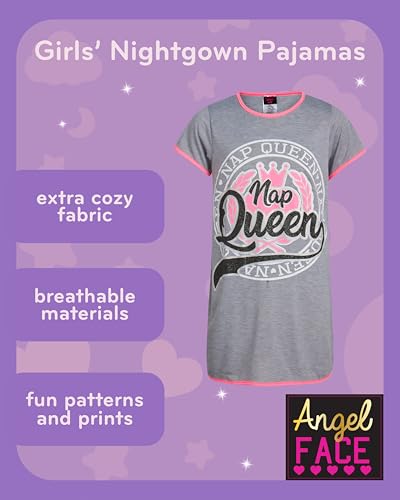 Angel Face Girls Nightgowns Pajama - 3 Pack Soft Breathable Short Sleeve Nightgown Girls Pajamas - Sleep Dress Pajamas (6-14)2