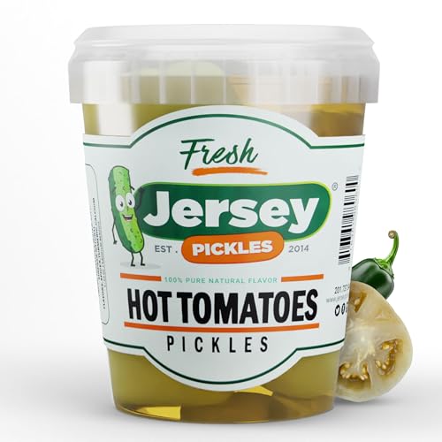 Image of Jersey Pickles - Hot Pickled Tomatoes (Quart) - Pickled Vegetable - Handcrafted Gourmet Topping for Sandwiches, Charcuterie & More