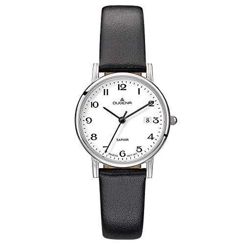 Preisvergleich Produktbild Dugena Damen-Armbanduhr 4460728 Zenit, Quarz, weißes Zifferblatt, Edelstahlgehäuse, Saphirglas, Lederarmband, Dornschließe, 3 bar