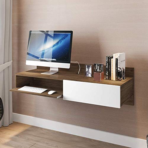 Escrivaninha Suspensa 1 Gaveta Small Móveis Leão Avelã/Branco