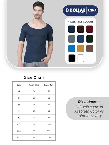 Image of Dollar Lehar Men Combed Cotton Round Neck with Sleeve Vest -Colour May Vary
