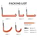 Tchipie Garage Hooks Heavy Duty, Steel Garage Storage Hooks Tool Hangers for Shed Garage Wall, Shed Hooks for Garden, Bike and Bulky Items with a Carpenter Pencil 8-Pack (Black+Orange)