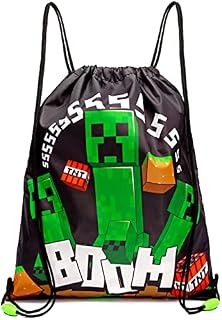 Minecraft Drawstring Bag For Kids | Boys Girls Creeper TNT PE Swim School Backpack | Game Merchandise Gifts One Size