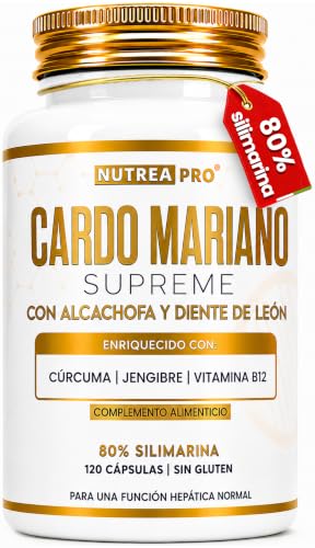 Cardo mariano alcachofa y diente de leon 3056 mg/día | 120 Cardo mariano capsulas con 80% Silimarina | Detox adelgazante potente | detox higado graso |alcachofa 800mg| diente de leon 800mg| Curcuma