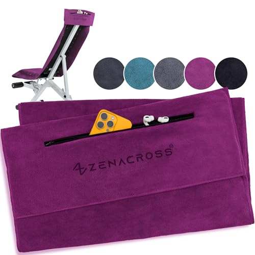 ZENACROSS - Fitness Handtuch Mikrofaser 120x50 - Schnelltrocknend, Reißverschlusstasche - Weiches Sporthandtuch fürs Fitnessstudio & Gym - Burgunderrot