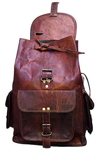 Jaald 18" Leather Backpack Travel Rucksack Knapsack Daypack Bag For Men Women #TOP3