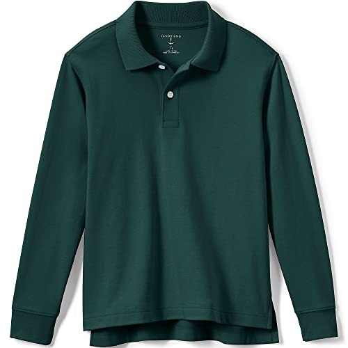 Lands' End School Uniform Kids Long Sleeve Interlock Polo Shirt Large Evergreen #TOP12