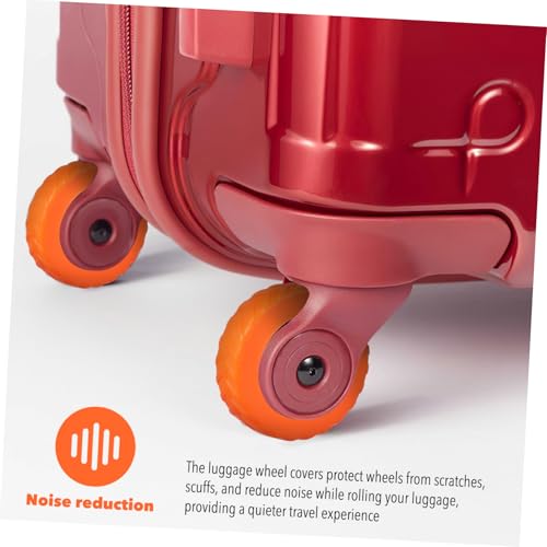 8pcs Silicone Luggage Wheel Protector Covers for Suitcases Noise-reducing Wheel Shields Large Orange for Enhanced Protection and Easy Installation3
