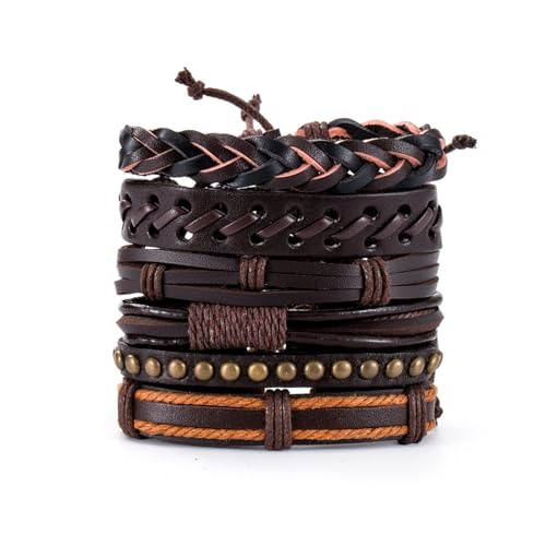 30 Color Options Men's Vintage Bracelet Set - New Leather Braided Multilayer Hand String, Masculine Accessories(Leather bracelet
