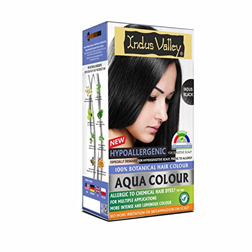 Image of INDUS VALLEY Hypo Allergic Aqua Colour 100% botanical hair Colour Indus Black-(30ml + 200g)