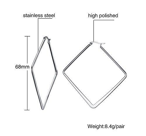 Stainless Steel Oversize Square-Shaped Polished Simple Plain Geometric Hoop Earrings For Women Girl, Stylish Hoop Earrings #TOP1
