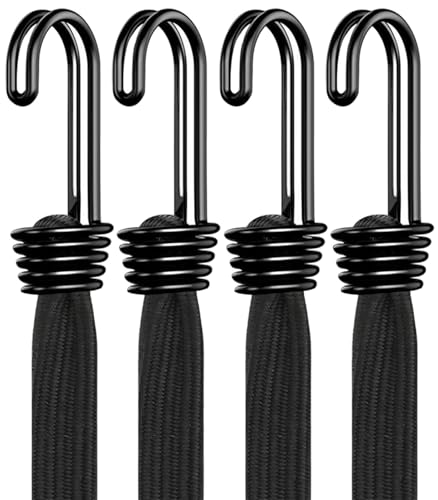 Image of 4-Piece Heavy-Duty Flat Bungee Straps with Hooks, 40in and 77in