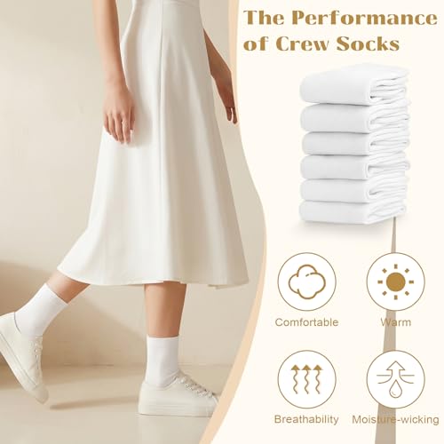 Image of Justay Crew Socks for Women, Cute Knit Boot Dress Cotton Socks | Athletic, Breathable, Warm, Soft, Comfortable, Calf, Gifts, Casual, Size 5-9, Fall