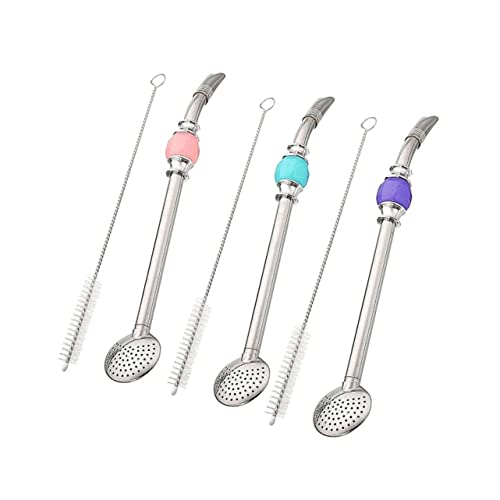 Cabilock Cuillère en Acier Inoxydable Pailles À Café Cuillères À Mélanger Mélange Cocktail Paille Filtre À Thé Mate Potable Filtre Inoxydable e Mate
