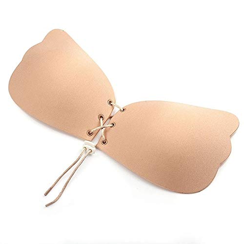Hi Angel Invisible Adhesive Bra Strapless Push-Up With Drawstring Silicone Bras Pakc Of 2 (Black And Beige, C) #TOP5
