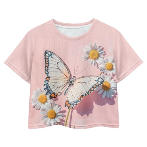 Image of Kids Crop Top Short Sleeve T-Shirts for Girls Size 5-14