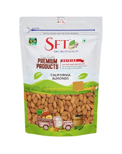 Image of SFT Pure California Almonds /Badam Whole, 500g, Real Nuts, High in Fiber, Badam Giri, Rich in Protein, Magnesium, Phosphorus and Dietary Fibre, Nuts & Dry Fruits