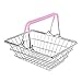 Qiuxiaoaa Mini supermarket koszyk na zakupy ręczny biurko wykończenie koszyk do przechowywania zabawka dla dzieci dekoracja domu kosz na artykuły spożywcze rama na przekąski gorący różowy