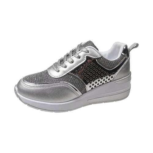 Generisch Turnschuhe Damen hohe Absätze Sneakers Mode versteckte Casual Komfort atmungsaktive Walkingschuhe Outdoor-Sport Sportschuhe