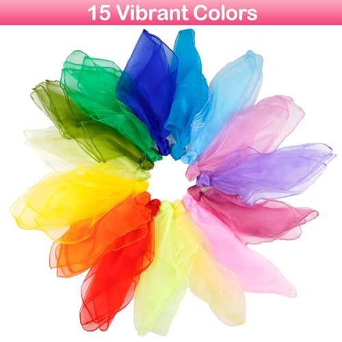 Scarves for Kids Play, 24 Inch Juggling Scarves, 15/30/45 Pcs available, Play Scarve for Toddlers, Dance, Magic Tricks3