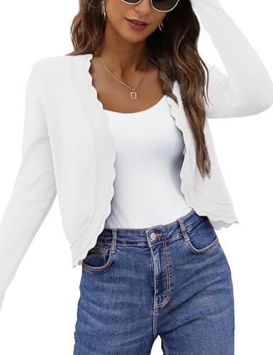 Image of OmicGot Women's Long Sleeve Cardigan Sweaters Open Front Cropped Bolero Shrugs for Dresses S-XL